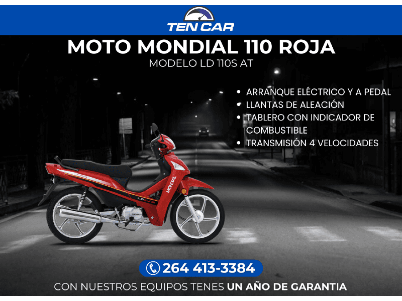 Moto Monidal Ld 110s At Roja - Llevala Solo Con Tu Dni - (somos Ten Car)