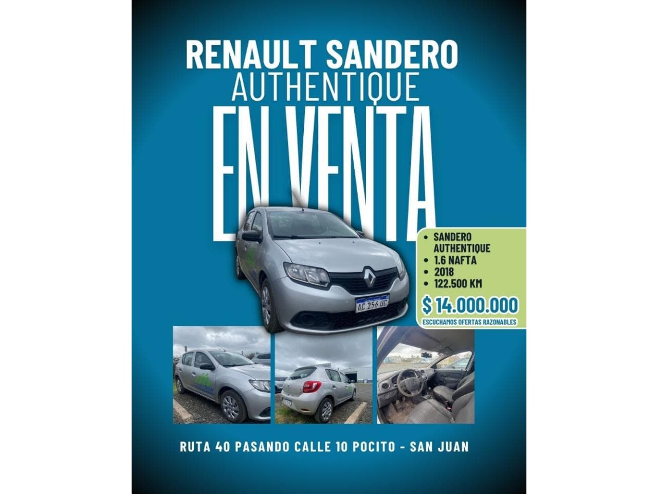 Renault Sandero Authentique 2018 ( Renovación De Flota)