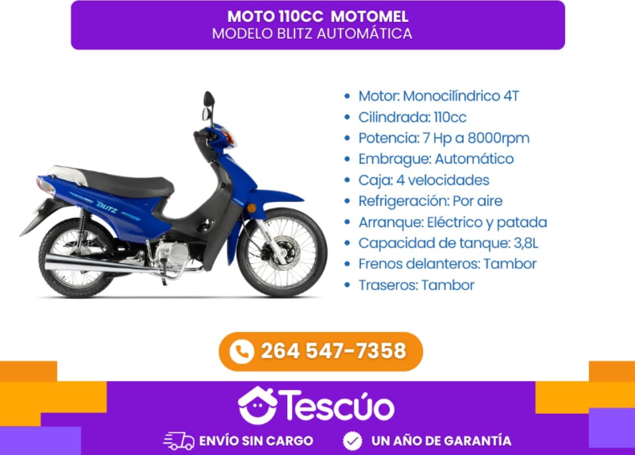 Moto 110cc Motomel Blitz Automatica- Envio Gratis- Credito Solo Con Dni