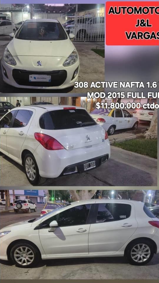 Peugeot 308 Allure 2015. Financiación Con Dni Crédito Prendarios Cuotas Fijas Y En Pesos