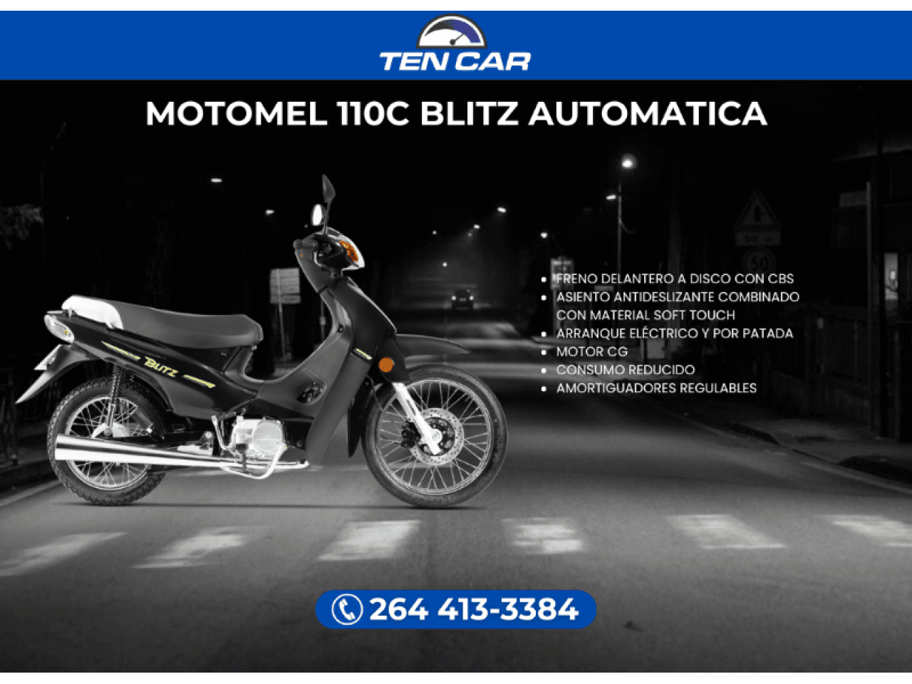 Moto Motomel 110cc Blitz Automatica- Llevala Solo Con Tu Dni - (somos Ten Car)