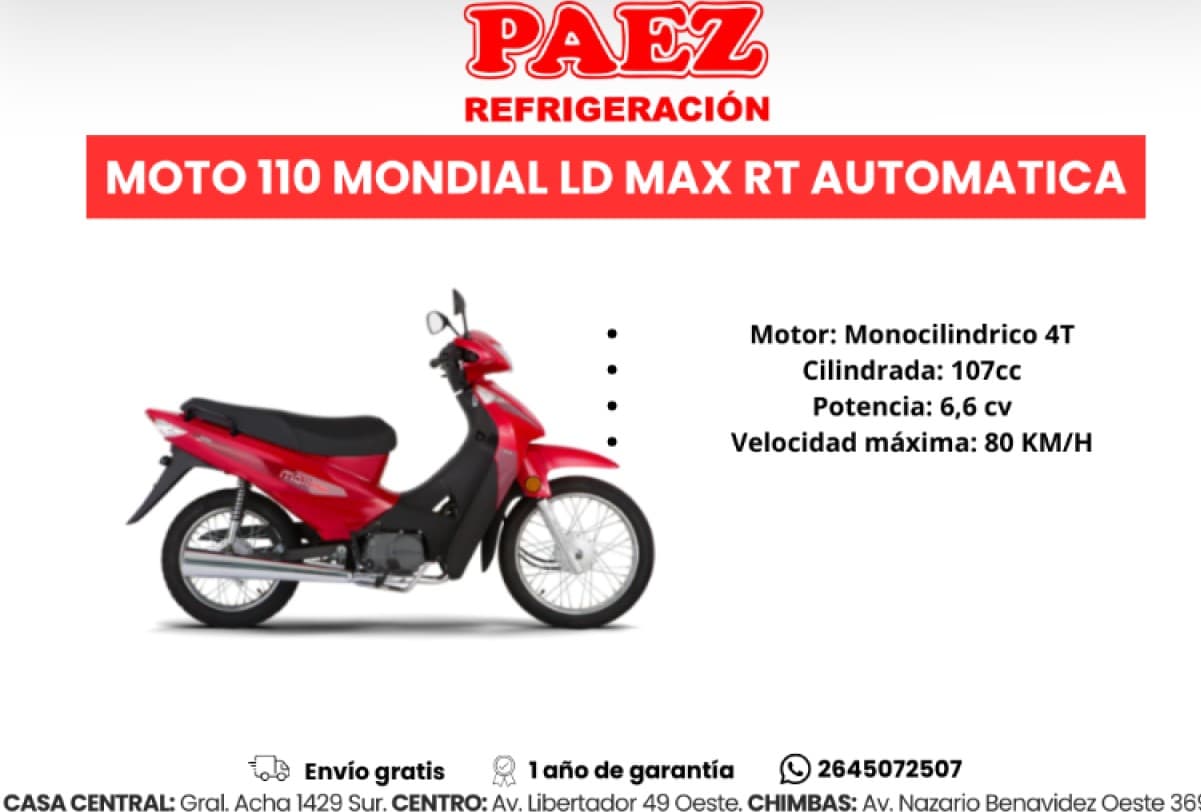 Moto 110 Mondial Ld Max Rt Automatica
