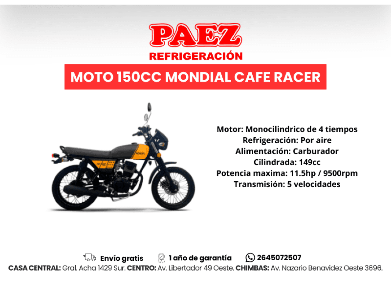 Moto 150cc Mondial Cafe Racer