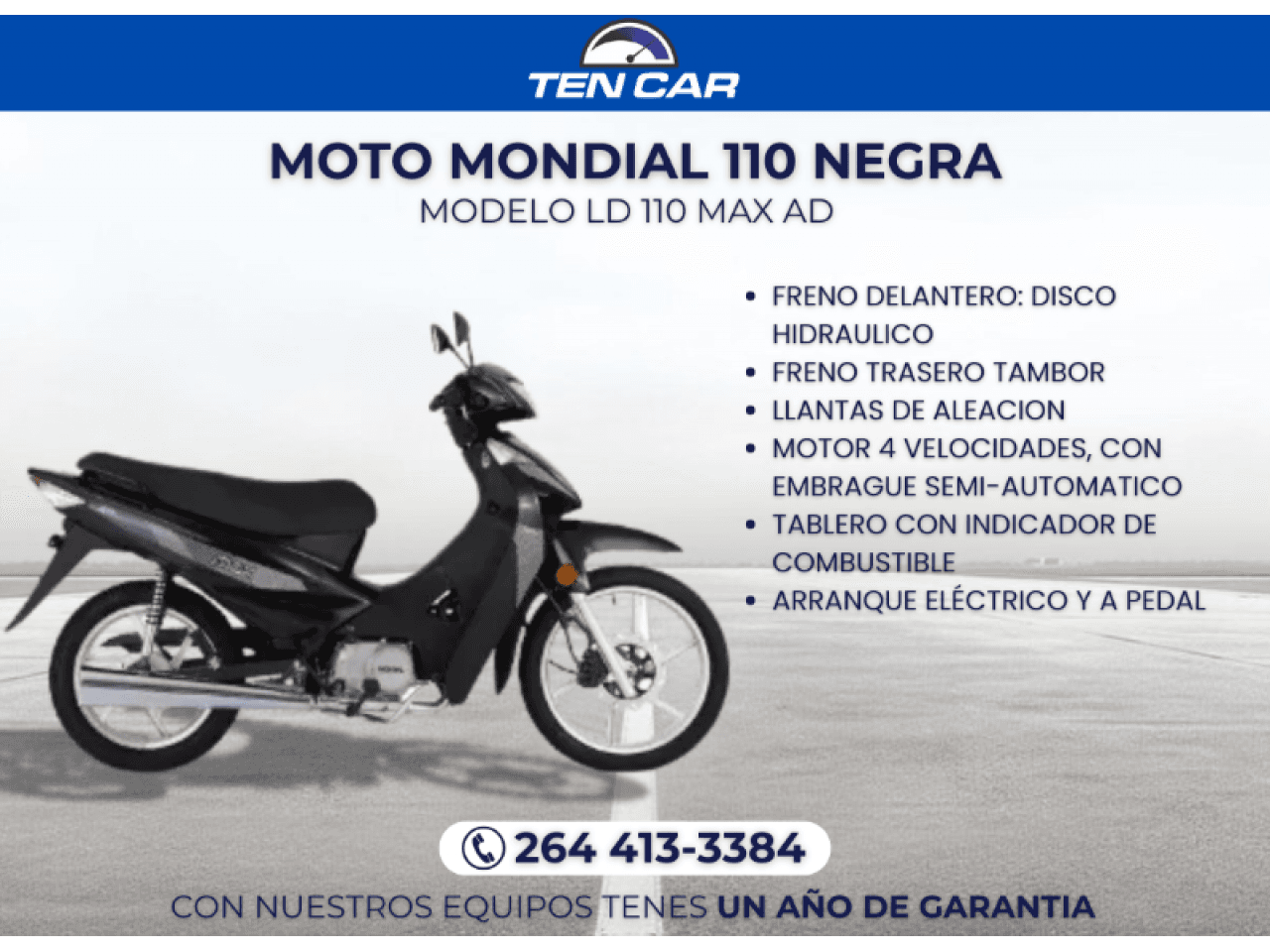 Moto Mondial Ld 110 Ad Negra - Llevala Solo Con Tu Dni- ( Somos Ten Car)