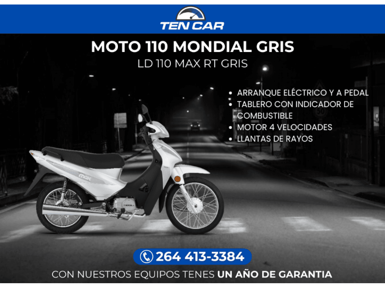 Moto Mondial Ld 110 Rt Gris - Llevala Solo Con Tu Dni -( Somos Ten Car)