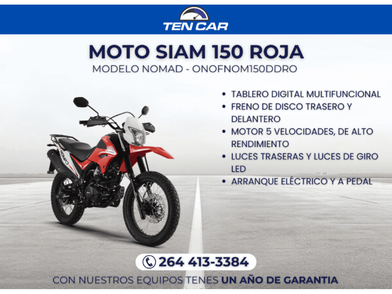 Moto Siam 150 Nomad Rojo-llevala Solo Con Tu Dni- ( Somos Ten Car )