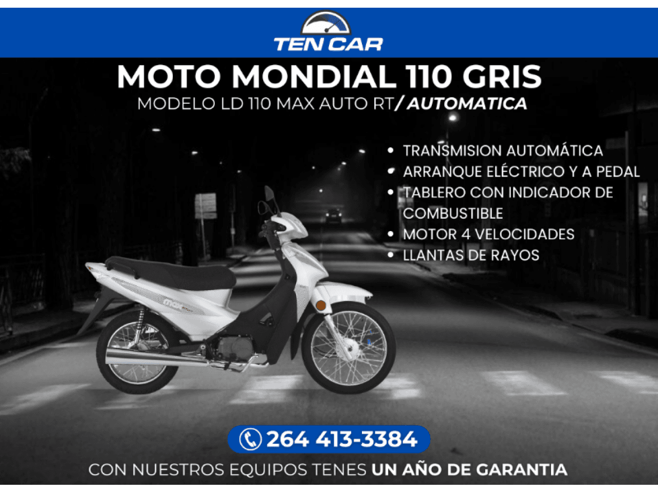 Moto 110 Mondial Ld 110 Max Auto Rt Gris - Llevala Solo Con Tu Dni - (somos Ten Car)