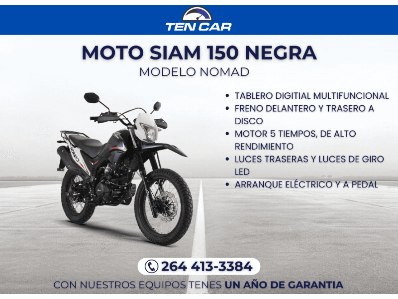 Moto Siam 150 Nomad (negra) - Llevala Solo Con Tu Dni - ( Somos Ten Car )