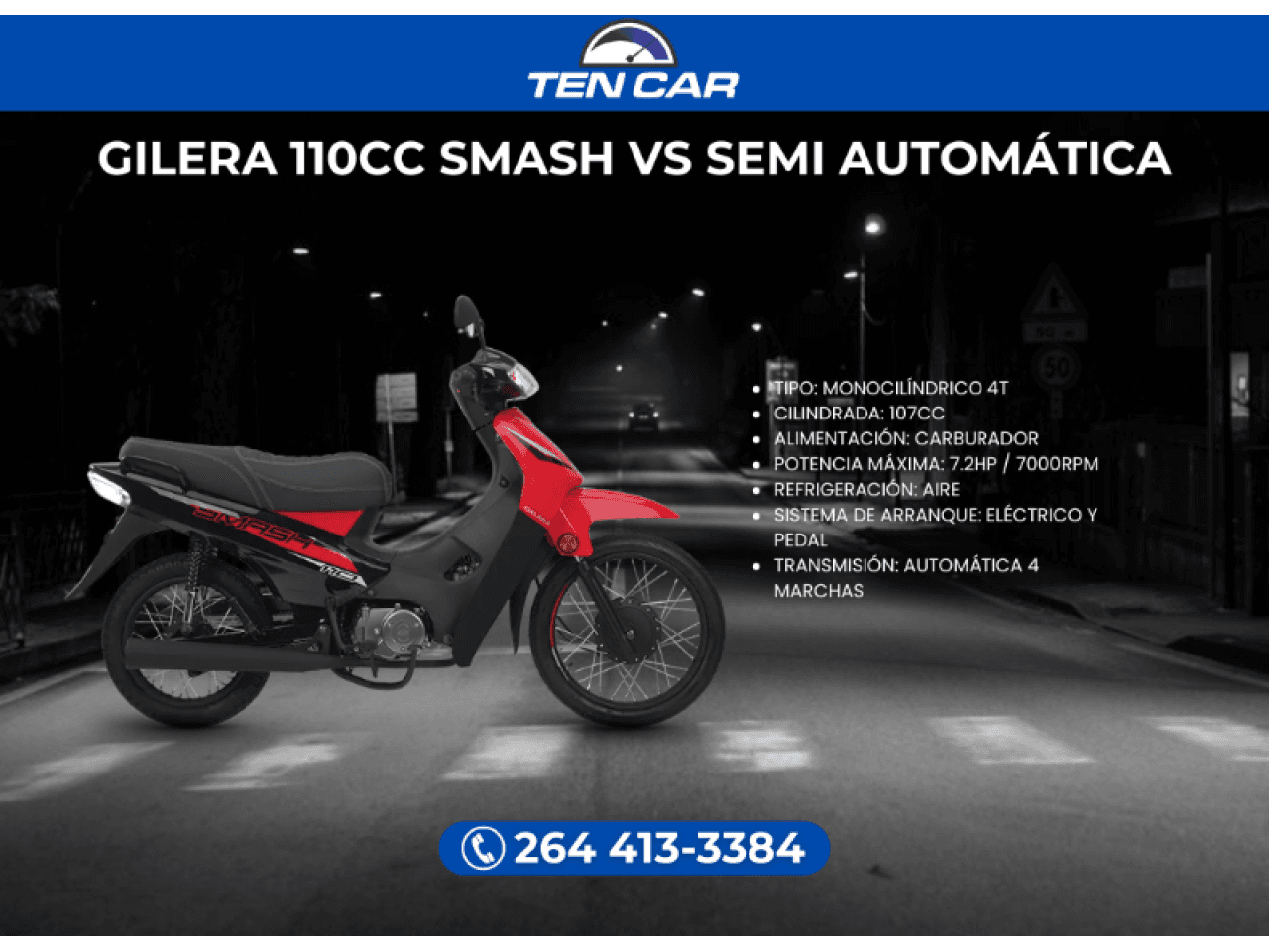 Moto  110cc Smash Vs Semi Automática - Llevala Solo Con Tu Dni - (somos Ten Car)