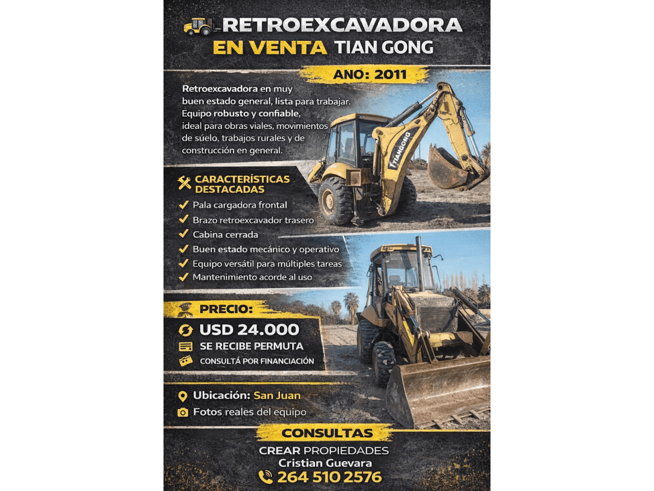 Retroexcavadora En Venta  Tian Gong