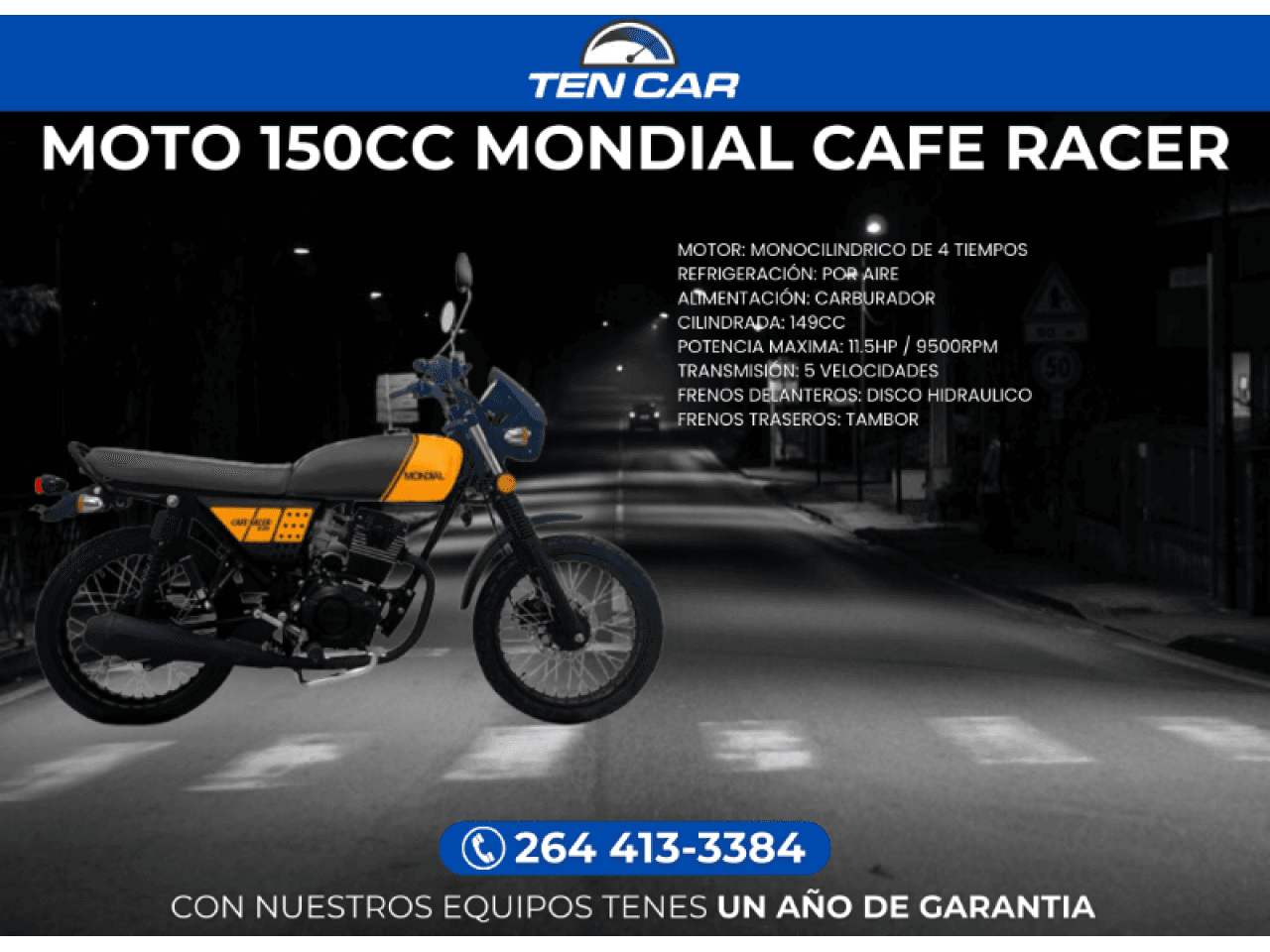 Moto 150cc Mondial Cafe Racer - Llevala Solo Con Tu Dni - (somos Ten Car)