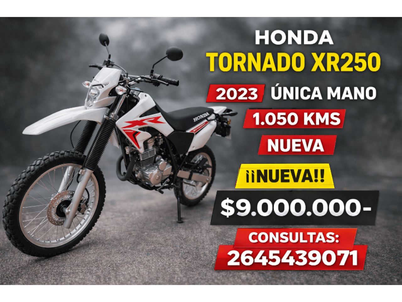 🌪️  Honda Tornado Xr250 ((2023)) 1.050kms - Única Mano - Nueva ‼️