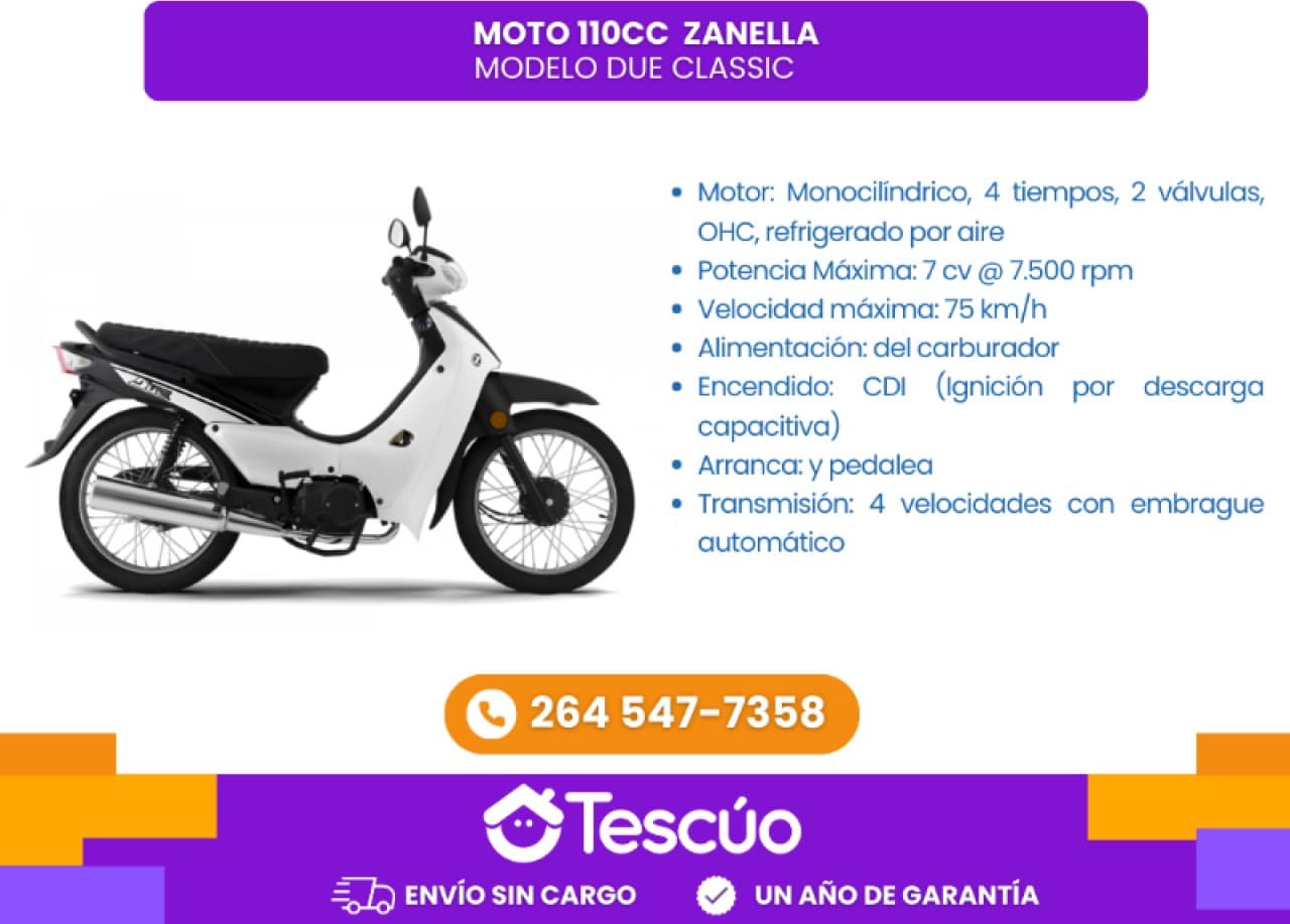 Moto 110cc Zanella Classic Due - Envíos Sin Cargo -credito Solo Con Dni