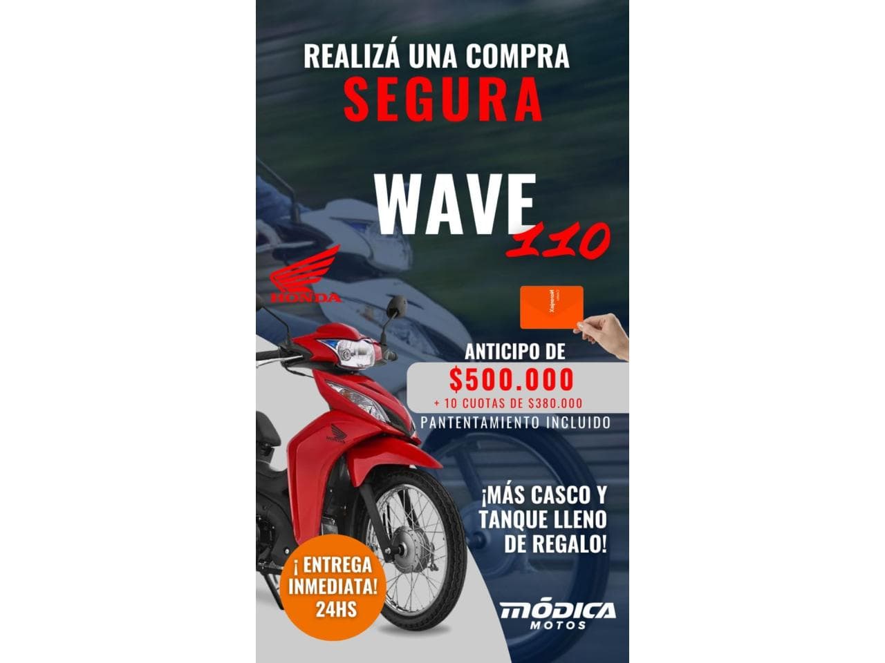 Honda Wave 110s En Promocion - Patentada Con Casco Y Tanque Lleno De Regalo - 2026 0km