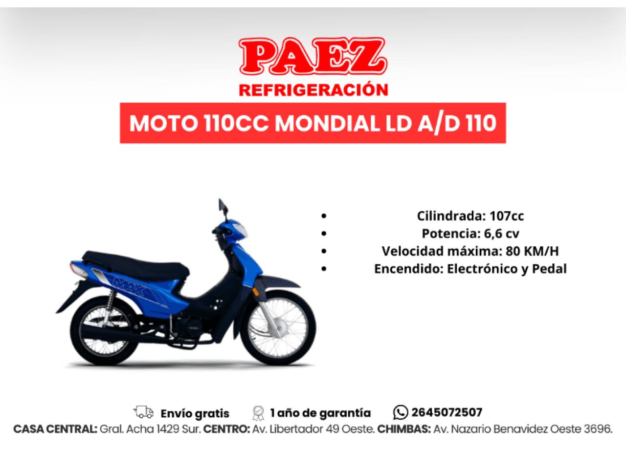 Moto 110cc Mondial Ld A/d 110